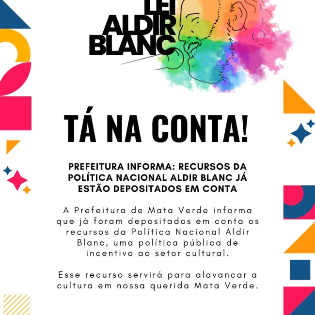 Recursos da Política Nacional Aldir Blanc Já Estão Depositados em Conta!